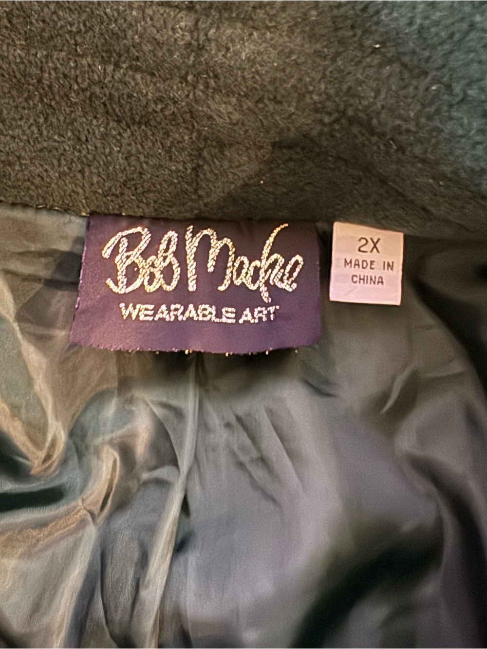 Bob Mackie Dark Green Fall Leaves Embroidered Fleece Button-Up Sweater Jacket 2X - Picture 9 of 14